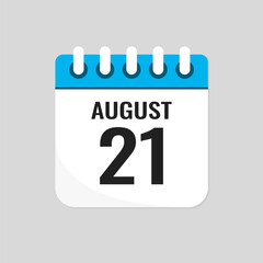 Icon page calendar day - 21 August
