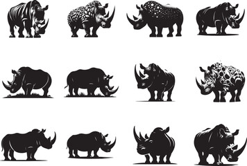 Naklejka premium Rhino Silhouette Vector Illustration