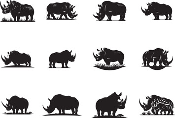 Naklejka premium Rhino Silhouette Vector Illustration