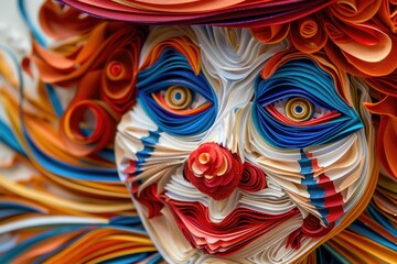 Detailed shot of paper clown sculpture, suitable for various projects