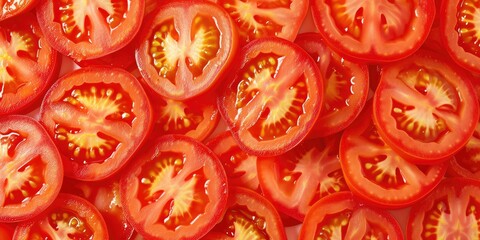Fresh Tomato Slices on White Background