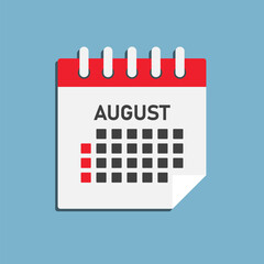 Vector template icon page calendar, month August