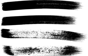 Black ink brush stroke set. Collection of black brush strokes, isolated