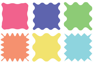 Zig zag edge square set collection. colorful stamp, seal, label and badge, sticker. vector illustration.