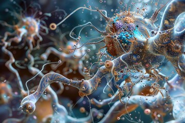Obraz premium A close up of a bunch of cells. Suitable for scientific and medical concepts