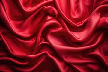Fototapeta premium Glamorous Red Silk: Detailed Portrait of Elegance