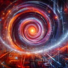 Fototapeta premium Fusion flare abstract colorful shapes background display of vibrant hues and dynamic patterns