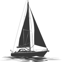 silhouette sail boat full black color only