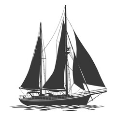 Obraz premium silhouette sail boat full black color only