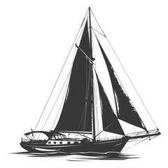 silhouette sail boat full black color only