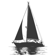 Fototapeta premium silhouette sail boat full black color only