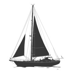 Obraz premium silhouette sail boat full black color only
