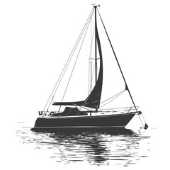 silhouette sail boat full black color only