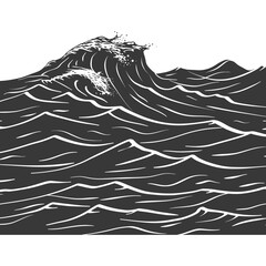 silhouette sea wave black color only