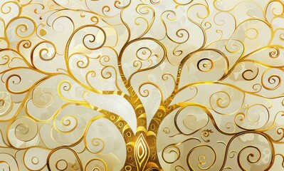 Tree of life, Tree natural  and golden tree art nouveau style wallpaper