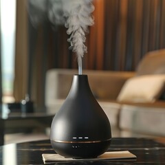Serene Diffuser Providing a Tranquil Oasis in a Hotel Room for Guests to Unwind and Rejuvenate