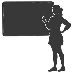 silhouette women school teacher teaching in front of class