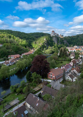 Obraz premium Vranov nad Dyji - castle, a view from the vantage point of lovers. Portrait.