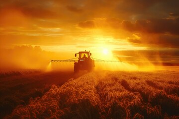 Naklejka premium Morning Mist: Controversial Pest Control in Farming