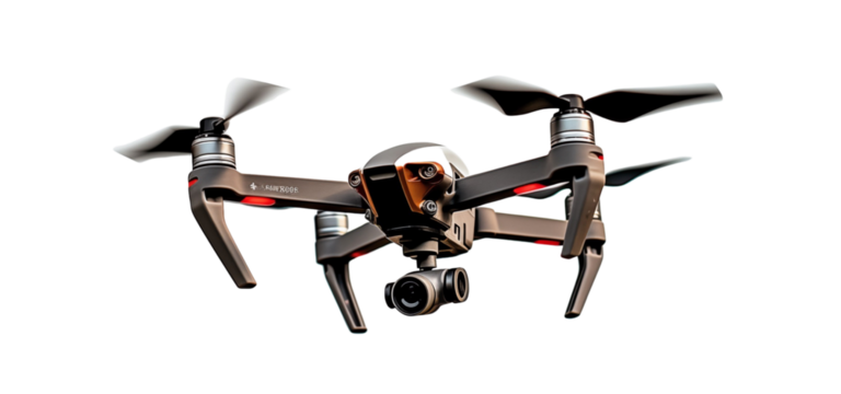 A sophisticated drone with a high-resolution camera, poised mid-air, symbolizing technology and surveillance. Generative AI