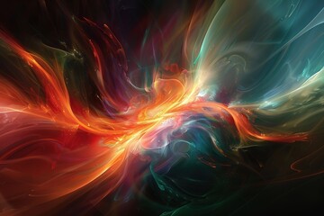 Obraz premium A colorful, swirling, and dynamic image of a fire with a blue