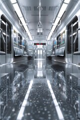 An empty subway car with its doors wide open. Perfect for transportation concepts
