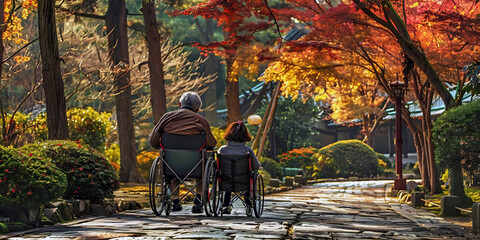 person in the park wheelchairs, ai generated.