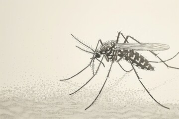 Detailed drawing of a mosquito on a piece of paper. Suitable for educational purposes