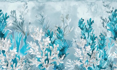 Algae, corals, underwater, blue wallpaper	
