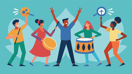 The rhythmic drumming serves as a powerful call to action inspiring the listeners to be agents of peace in their communities.. Vector illustration