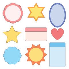 Various shapes of memo note for paper, social media, daily planner and element