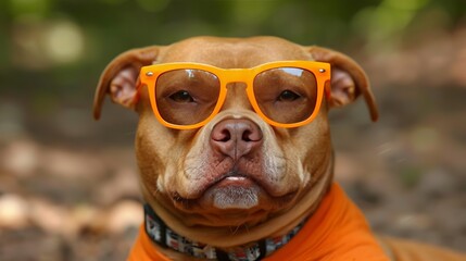 Dog with sunglasses on the beach