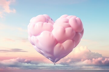 Fototapeta premium A heart-shaped cloud with a balloon inside of it