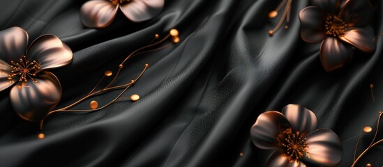 black satin velvet with flowers shapes