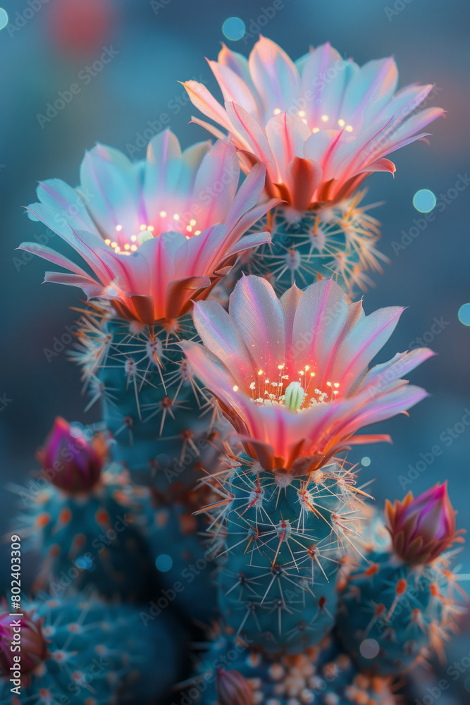 Aufkleber ethereal peyote cacti with shimmering trails of color, as if moving through dimensions,