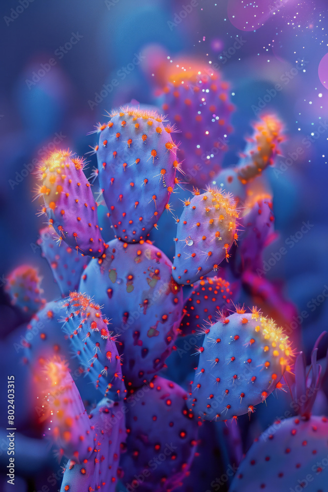 Aufkleber ethereal peyote cacti with shimmering trails of color, as if moving through dimensions,