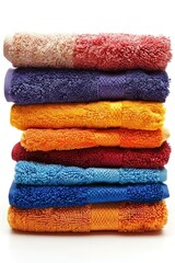 A stack of towels with different colors and patterns