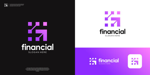 Arrow technology logo symbol for business financial logo vector.