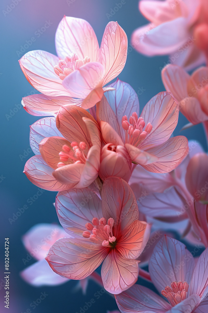 Poster blossoming geometrics: a petalled array in pastel,