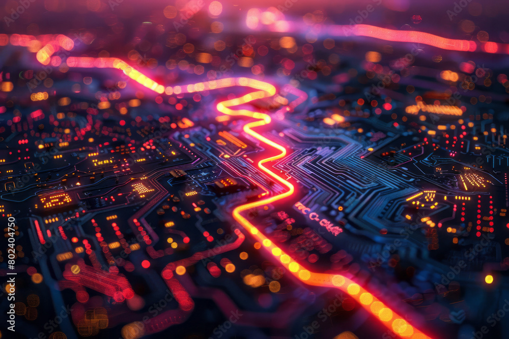 Fototapete Cybernetic Labyrinth: A Matrix of Computational Precision