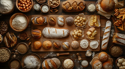 top view fresh home made bread