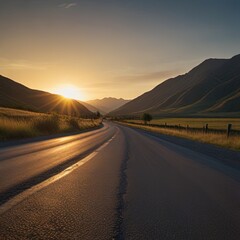 sunset on the road