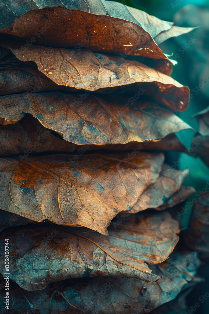 Aufkleber tobacco rustica leaves layered over each other, each layer a different translucent color, creating d