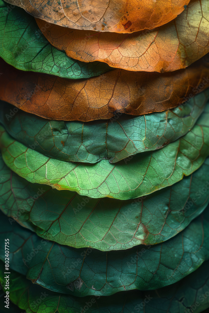 Aufkleber tobacco rustica leaves layered over each other, each layer a different translucent color, creating d