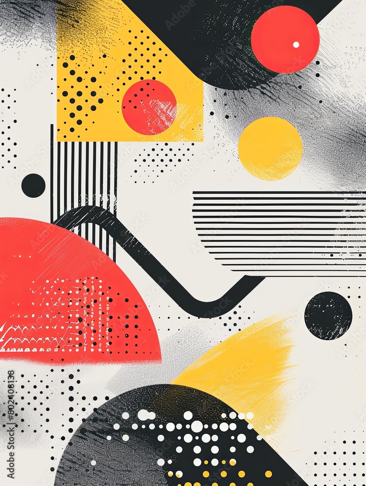 Poster vibrant abstract painting with diverse colors and shapes. generative ai