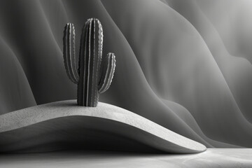 Minimalist design of a San Pedro cactus, stylized with smooth curves and a matte, rubber-like texture,