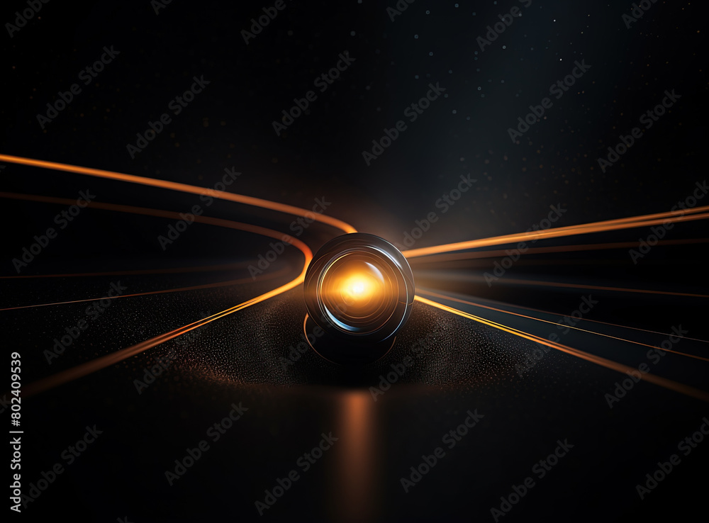 Poster Light flare in the dark space. Abstract background with shiny lens glare effect.