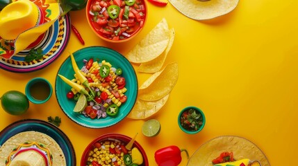 Festive Table Loaded With Plates of Food and Tacos