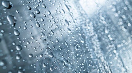 Detailed view of a high-end shower's glass door with water droplets, focusing on the clarity and quality of the glass against a tiled backdrop