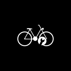 Bicycle, bike repair service icon isolated on black background